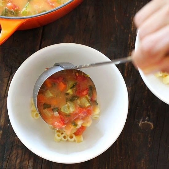 This is by far the best recipe you'll ever try for Minestrone soup – a classic, hearty Italian soup with tomatoes, white beans, vegetables and pasta.