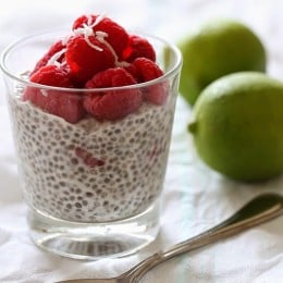 Coconut Lime Raspberry Chia Pudding is the ultimate guiltless dessert, you can even have this for breakfast – if you're into that sort of thing!