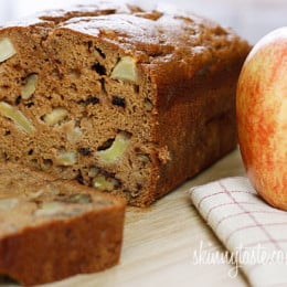 Moist cinnamon apple bread made with homemade applesauce, small chunks of fresh apples and walnuts in every bite. It's so moist and delicious, you won't believe it's low fat!