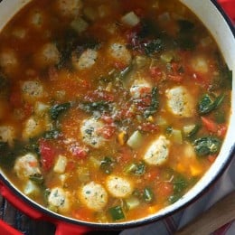 Mini Turkey Meatball Vegetable Soup is kid-friendly and perfect to warm up to on a chilly autumn night.