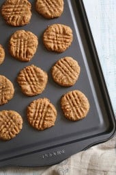 These flour-less almond butter cookies are SO good, and made with only 3 ingredients (almond butter, raw sugar and an egg)! They are so easy to make you don't even need a mixer, so these are perfect for any beginner baker.