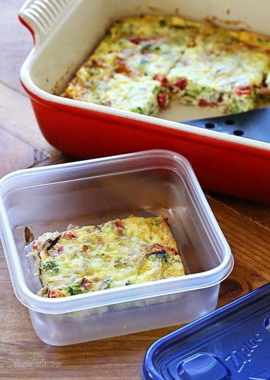 Sausage, Cheese and Veggie Egg Bake – perfect breakfast to feed a crowd and leftovers can be frozen.