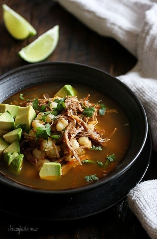 This Pressure Cooker Pozole (Pork and Hominy Stew) is made with pork, hominy and spices, it's so comforting, especially on a cold winter night. Leftovers taste even better the next day, perfect to pack for lunch.