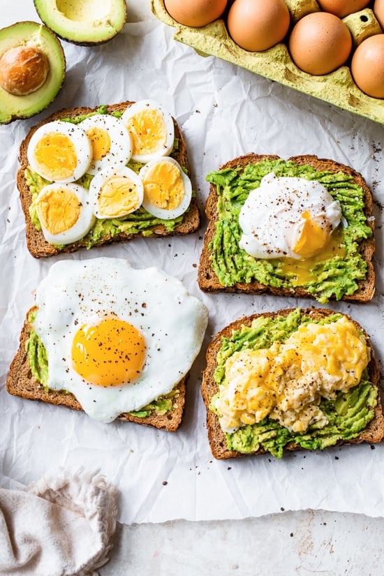 Avocado Toast with Egg 4 Ways