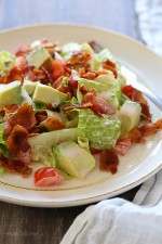 BLT Salad with Avocado is my low-carb solution to the classic sandwich! Made with center cut bacon, lettuce, tomatoes and avocado in a light dressing.