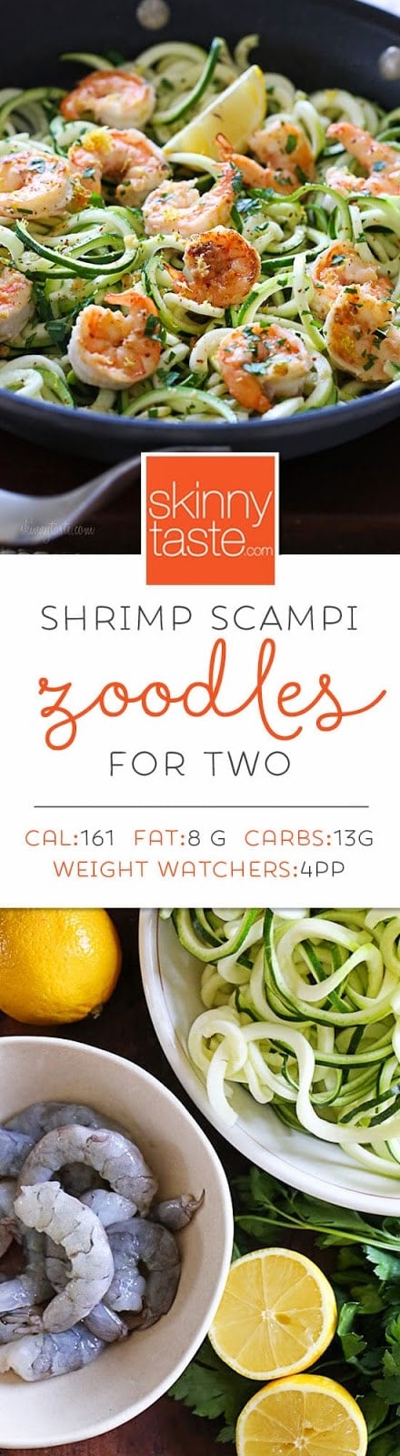 Shrimp Scampi Zoodles for Two – a quick and easy spiralized meal!