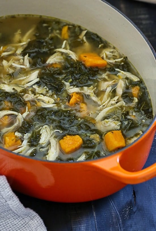 Chicken Sweet Potato and Kale Soup – a gluten-free, Paleo, ONE-POT meal!