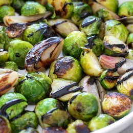 These pan roasted brussels sprouts and shallots are perfectly charred, and finished with a sweet balsamic glaze.