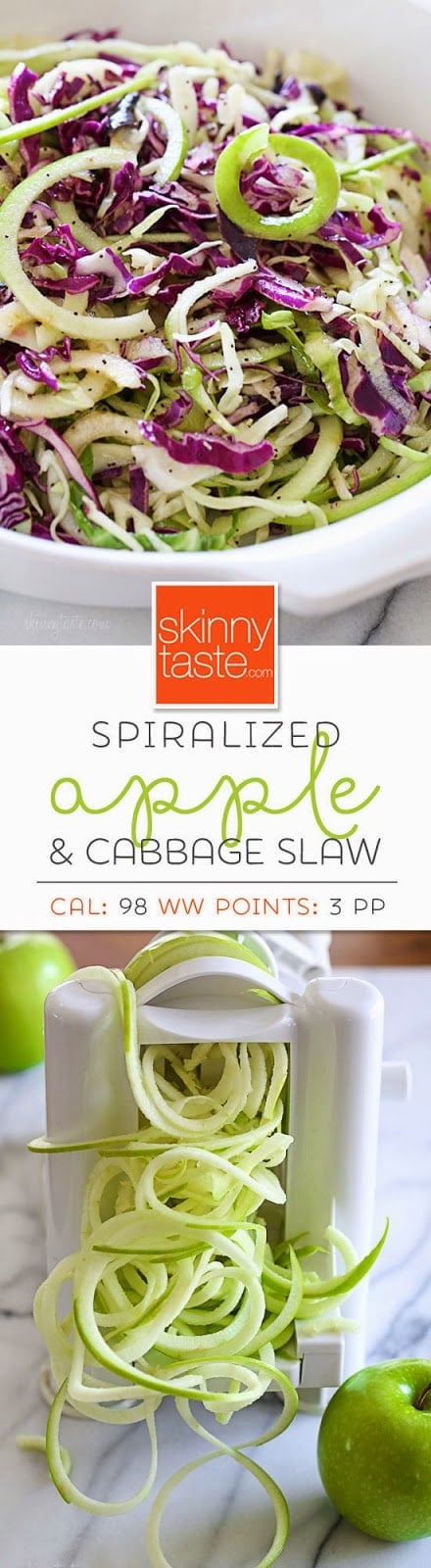 Spiralized Apple and Cabbage Slaw – Quick, easy and delicious!