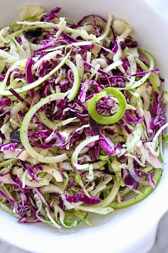 Spiralized Apple and Cabbage Slaw – a quick and easy side dish!