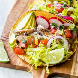 Grilled Chicken Tacos with Lettuce Slaw
