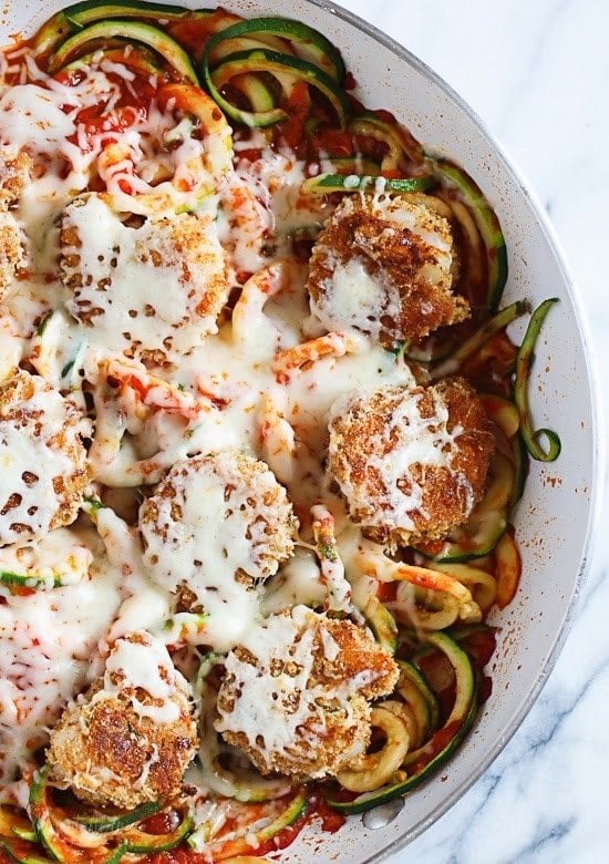 Shrimp Zoodles Parmesan for Two – an easy, healthy meal in under 30 minutes!