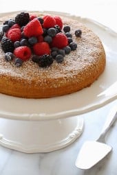 This simple almond cake is made with just five ingredients (not counting the berries), but don't let it's simplicity fool you – it's delicious (and it also happens to be gluten-free)!