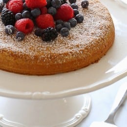 This simple almond cake is made with just five ingredients (not counting the berries), but don't let it's simplicity fool you – it's delicious (and it also happens to be gluten-free)!