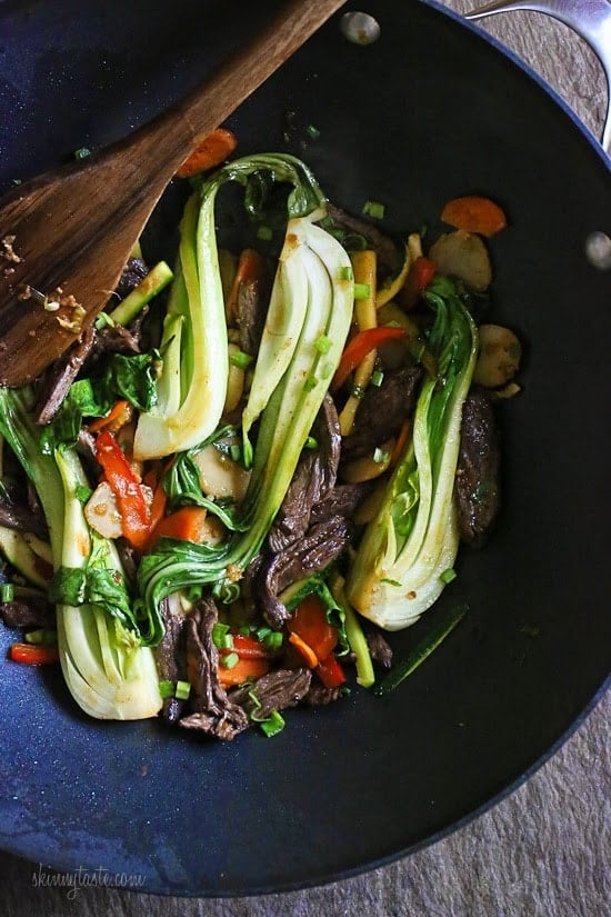 Skirt Steak, Baby Bok Choy and Zucchini Stir-Fry – a quick, low-carb one-pot dinner!