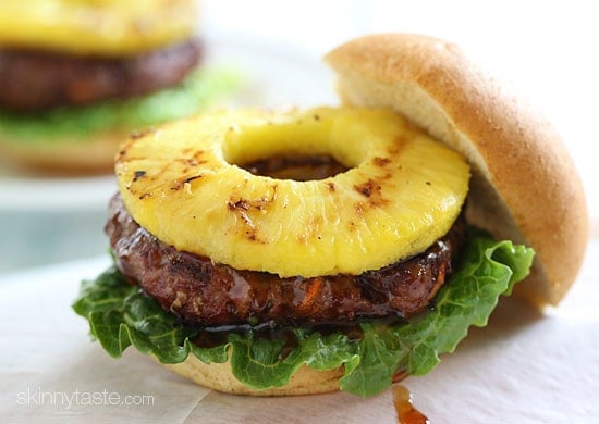 This easy Hawaiian teriyaki burger is made with lean ground beef, carrots, scallions and topped with grilled pineapple and a homemade pineapple teriyaki sauce.