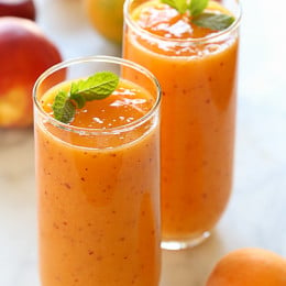 If a smoothie could taste like summer, this would be it! This dairy-free, gluten-free, vegan smoothie is simply delicious, made with ripe mango, plums, apricots and peaches or nectarines.