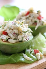 This light crab salad is made with lime juice, olive oil, cilantro and red onion, then stuffed into an avocado. It's light, refreshing and perfect for the summer as a lunch or salad if your having guests and you want to impress! You can easily double or triple this recipe, make the salad ahead and assemble just before serving.