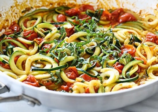 Quick Spiralized Zucchini (Zoodles) and Grape Tomatoes