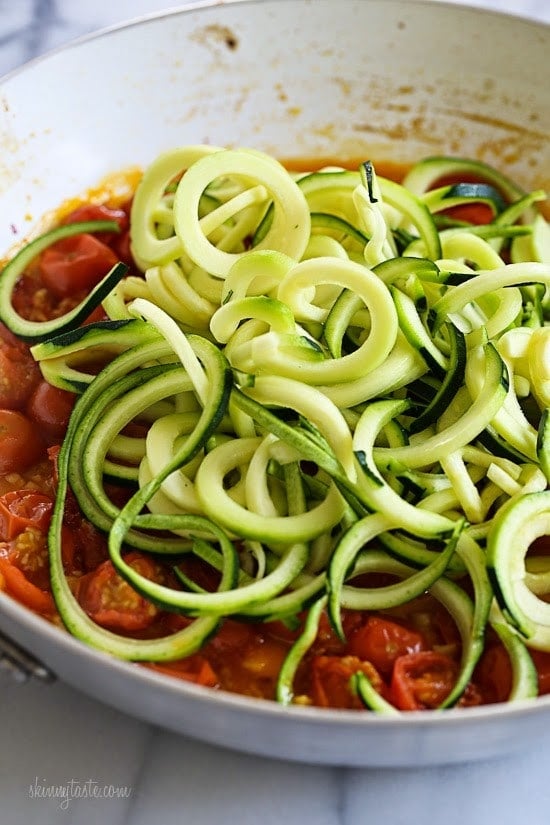 Quick Spiralized Zucchini (Zoodles) and Grape Tomatoes