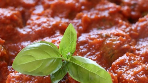 These meatless meatballs were a HUGE hit in my house, I even let my neighbors and friends try and everyone loved them! Made with grated zucchini, garlic, Pecorino Romano, basil, bread crumbs and egg, then baked in the oven and finished in a pomodoro sauce.