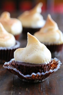 These gluten free chocolate tartlets are a fun twist on my favorite camping dessert, S'mores! Crushed graham cracker bottoms, yummy chocolate filling and a marshmallow Italian meringue on top.