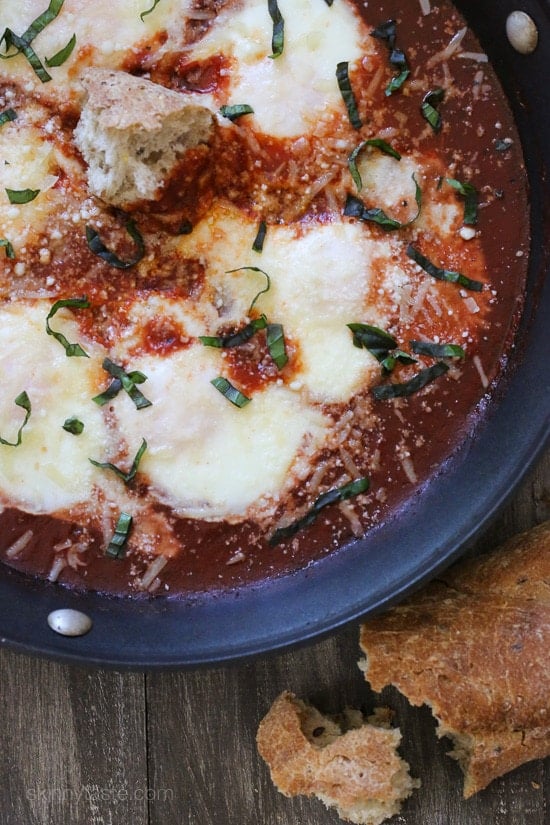When you poach eggs in a flavorful tomato sauce and top them with fresh grated Parmigiano-Reggiano and Pecorino Romano cheese, you'll think you're having the best tasting raviolis ever! Get a crusty whole grain baguette and you have yourself a meal, perfect for brunch, lunch or dinner!