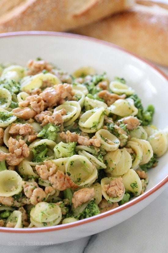 Orecchiette Pasta with Chicken Sausage and Broccoli is one of my favorite weeknight pasta dishes, my family loves it!