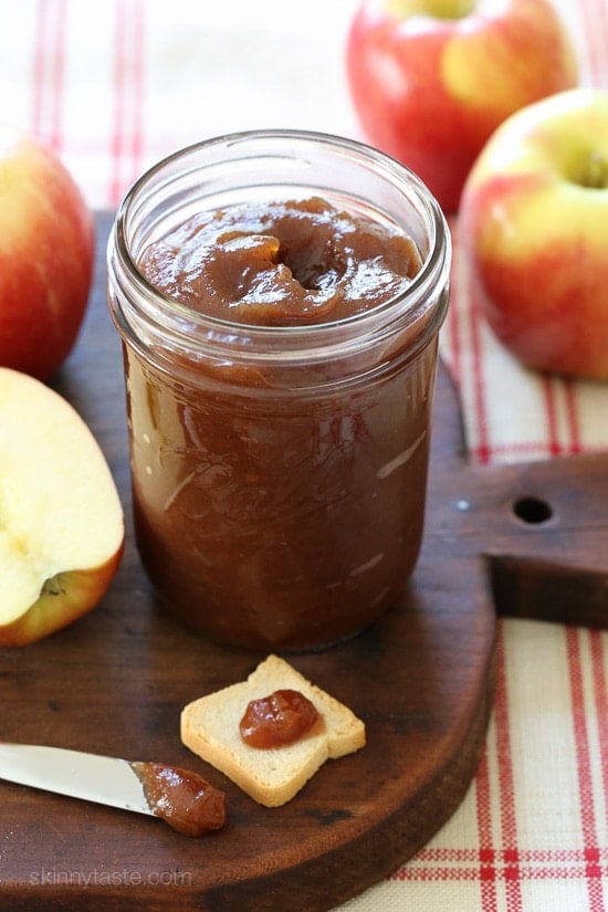 This easy Apple Butter recipe made in the slow cooker is the perfect way to use apples if you're planning on going apple picking in the fall!