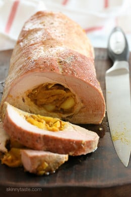 Pork and apples are a classic combination, so naturally an apple stuffed pork loin makes perfect sense – especially apples that have been sauteed with onions and a fragrant blend of Moroccan spices.