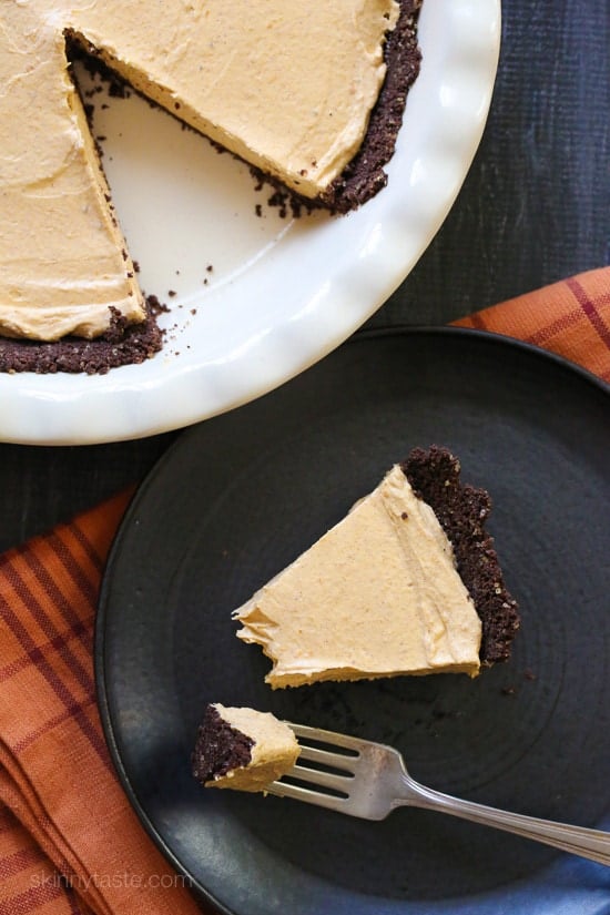 No Bake Pumpkin Cheesecake is an easy, light cheesecake made with pumpkin puree and spices. Under 10 minutes to make, if you use ready-made crust.