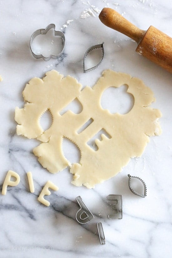 Use metal cookie cutters to make pie crust letters.
