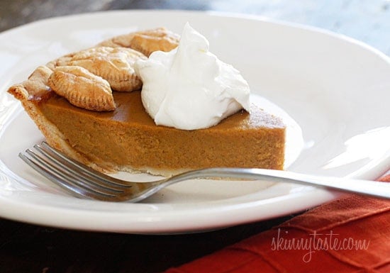 A Thanksgiving dessert table is never complete without the pumpkin pie. This pumpkin pie recipe is quick and easy, made with refrigerated pie crust rolled out thinner, to lighten it up.