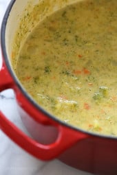 This thick and creamy broccoli, cheese and potato soup is lick-the-bowl good! Pure comfort in a bowl, a one-pot meal your whole family will love and ready in under 30 minutes.