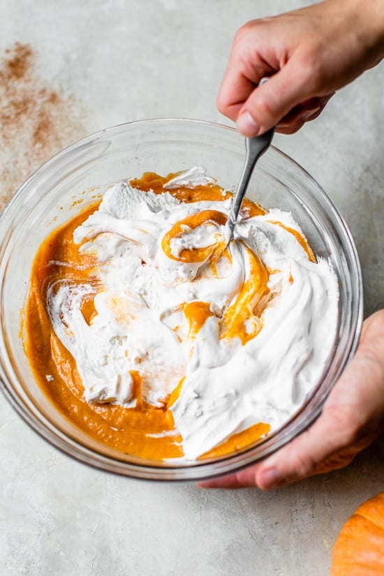 Pumpkin mixed with whipped cream.