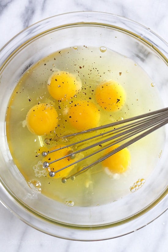 eggs and whisk in a bowl