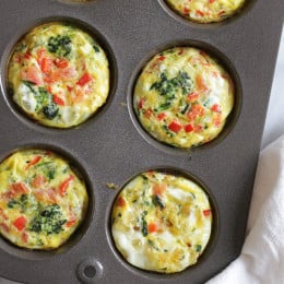 These easy, mini baked omelets are perfect to make ahead for the week. These muffins are inspired by my recent vacation to Beaches in Ochos Rios Jamaica. Every morning I would get an omelet with fresh fruit. The chef at the omelet station had all his ingredients prepped and quickly whipped up hundreds of omelets each morning to order. I used some of my favorite omelet ingredients but you can switch it up and add whatever you like or have on hand.