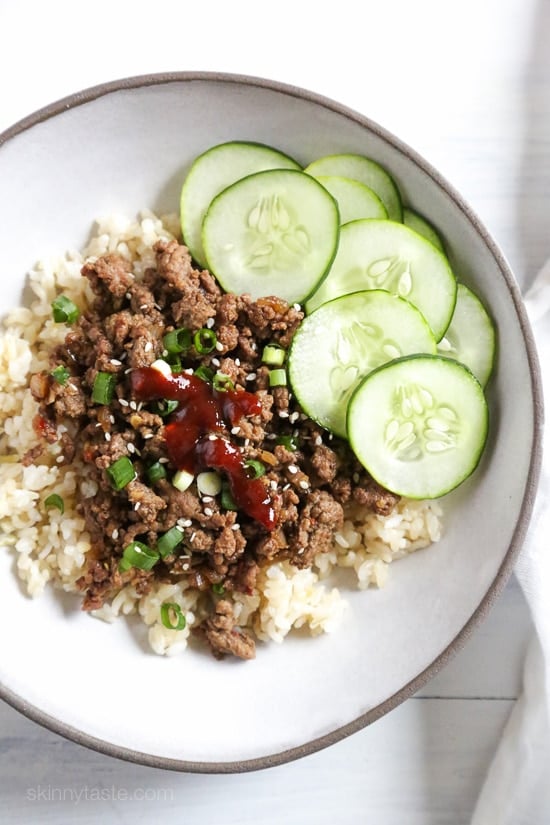 These Korean Beef Rice Bowls make a quick and easy meal, loaded with flavor for under 400 calories!