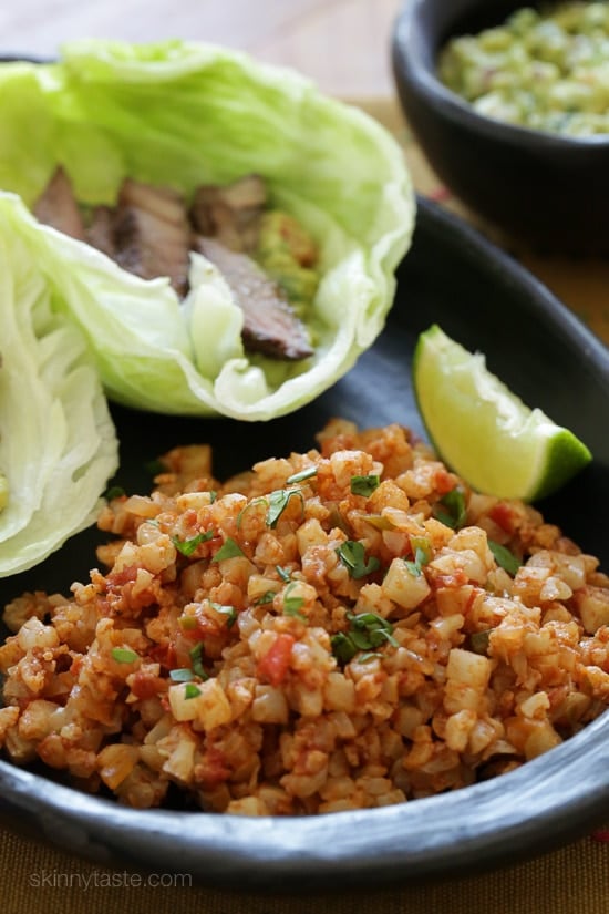 This Mexican inspired dish of Cauliflower Rice uses finely chopped cauliflower, which makes a fantastic low-carb, grain-free stand in for rice.