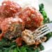 Oh my word, these slow cooker meatballs are SO good!! The slightly bold, earthy flavor of broccoli rabe pairs perfectly with salty cheeses, so I knew they would be awesome in my Sunday meatballs, and I was right!