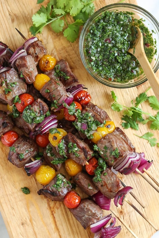 Grilled Steak Kebabs with Chimichurri-4