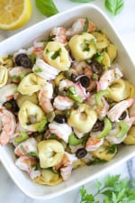 Chilled Italian Shrimp Tortellini Pasta Salad is loaded with shrimp, perfect for dining al fresco!