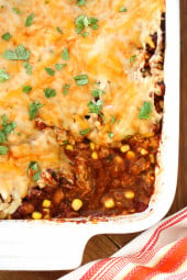 Zucchini and corn enchilada casserole