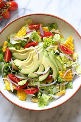 Summer Corn, Tomato and Avocado Salad are delicious topped with a Buttermilk-Dijon Dressing, goes great with anything you're grilling!