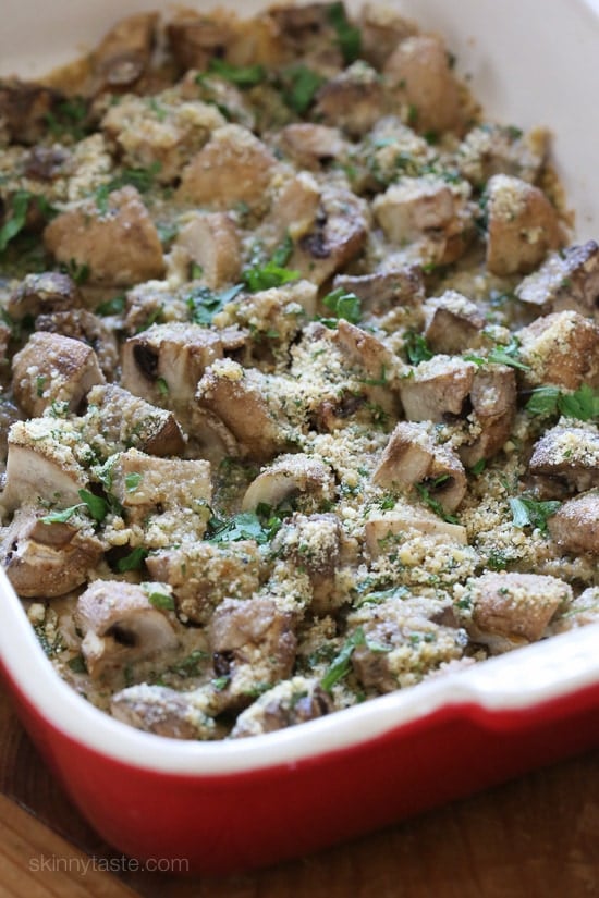 All the deliciousness of stuffed mushrooms without all the work! An easy side dish you can serve any night of the week!