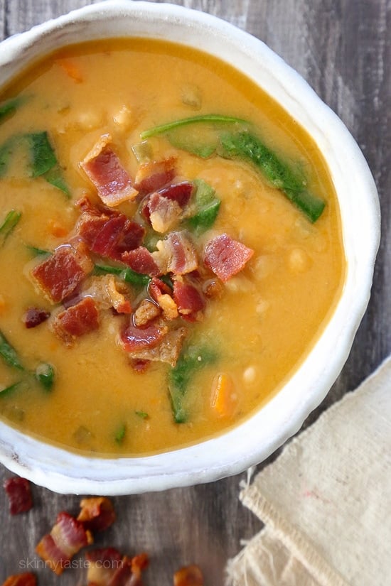 Bacon makes everything better (in my opinion), especially in this hearty white bean soup. It's delicious, inexpensive, and easy to make and leftovers are even better the next day. I made this in my Instant Pot (doesn't get quicker than that!), but I've also included slow cooker and stove top directions as well.