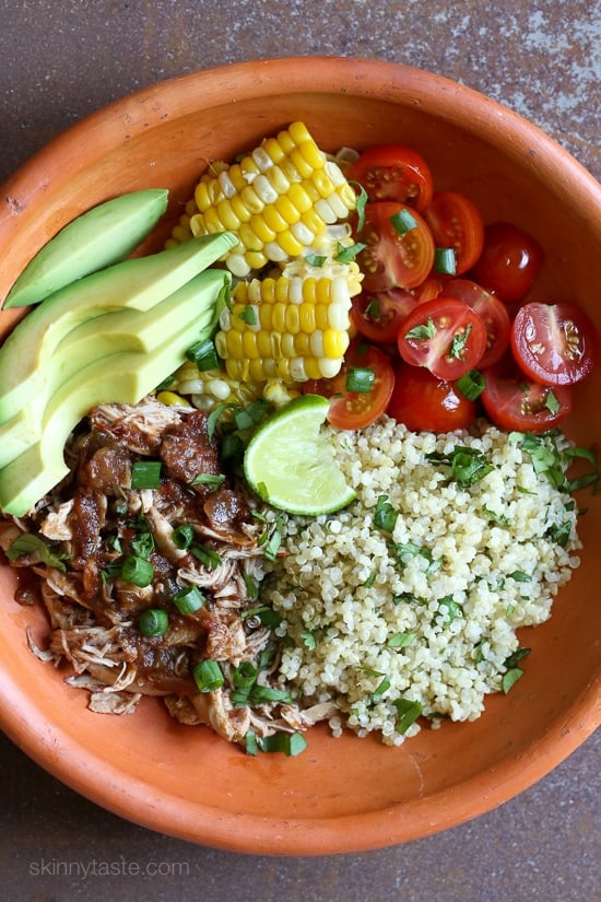 Slow Cooker Chipotle Chicken Bowls with Cilantro Lime Quinoa