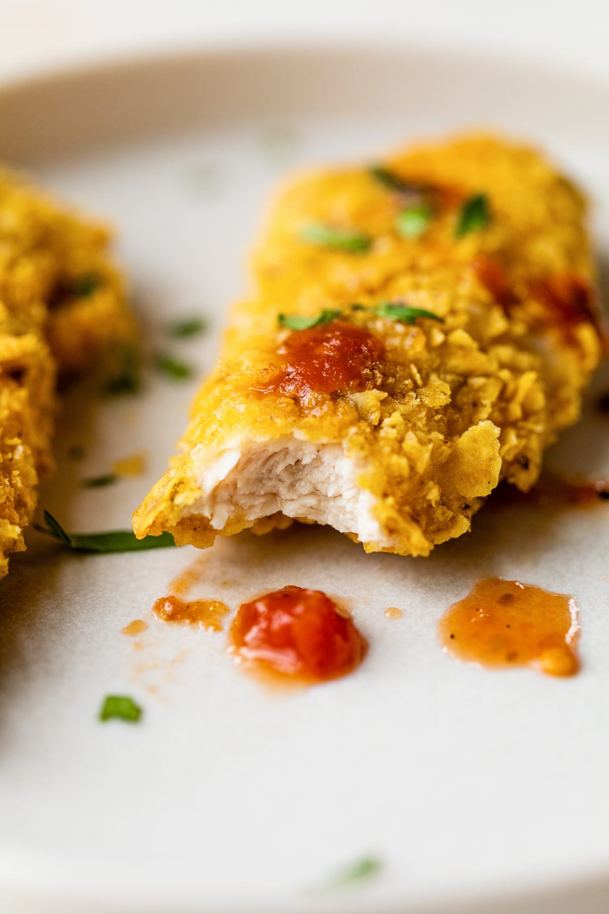 Tortilla Encrusted Chicken Tenders with salsa