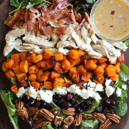 Did you eat too much stuffing and pumpkin pie this Thanksgiving? Here's a wonderful Fall cobb salad to use up any of that leftover turkey if you're looking for a meal that will be filling yet light.