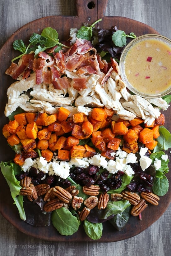 Did you eat too much stuffing and pumpkin pie this Thanksgiving? Here's a wonderful Fall cobb salad to use up any of that leftover turkey if you're looking for a meal that will be filling yet light.